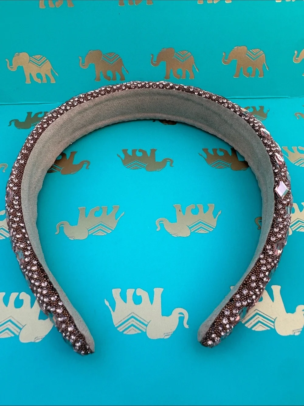 Embellished Pink Rose Gold Crystal Padded Headband